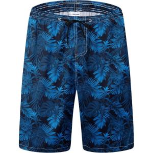 imageMens Swim Trunks Quick Dry Board Shorts with Mesh Lining Breathable Fit Hawaii Beach Shorts Swimwear Bathing SuitsBlue Tropical Leaf