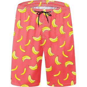imageMens Swim Trunks Quick Dry Board Shorts with Mesh Lining Breathable Fit Hawaii Beach Shorts Swimwear Bathing SuitsCoral Red Banana