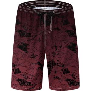 imageMens Swim Trunks Quick Dry Board Shorts with Mesh Lining Breathable Fit Hawaii Beach Shorts Swimwear Bathing SuitsGradient Red18