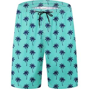 imageMens Swim Trunks Quick Dry Board Shorts with Mesh Lining Breathable Fit Hawaii Beach Shorts Swimwear Bathing SuitsGreen Palm