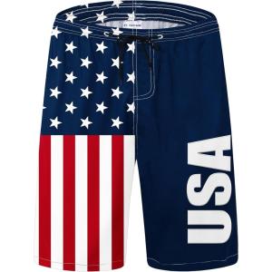 imageMens Swim Trunks Quick Dry Board Shorts with Mesh Lining Breathable Fit Hawaii Beach Shorts Swimwear Bathing SuitsUsa Flag3