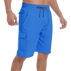 imageMens Swim Trunks Quick Dry Board Shorts with Zipper Pockets Beach Shorts Bathing Suits for Men  No Mesh LinerBlue
