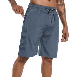 imageMens Swim Trunks Quick Dry Board Shorts with Zipper Pockets Beach Shorts Bathing Suits for Men  No Mesh LinerDark Grey