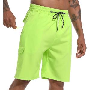 imageMens Swim Trunks Quick Dry Board Shorts with Zipper Pockets Beach Shorts Bathing Suits for Men  No Mesh LinerGrass Green