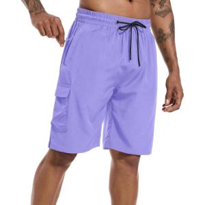 imageMens Swim Trunks Quick Dry Board Shorts with Zipper Pockets Beach Shorts Bathing Suits for Men  No Mesh LinerLavender