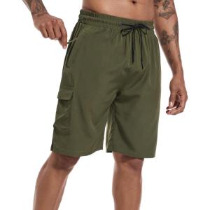 imageMens Swim Trunks Quick Dry Board Shorts with Zipper Pockets Beach Shorts Bathing Suits for Men  No Mesh LinerOlive