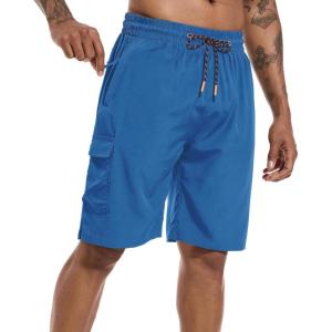 imageMens Swim Trunks Quick Dry Board Shorts with Zipper Pockets Beach Shorts Bathing Suits for Men  No Mesh LinerPeacock Blue