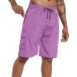 imageMens Swim Trunks Quick Dry Board Shorts with Zipper Pockets Beach Shorts Bathing Suits for Men  No Mesh LinerPurple Potato