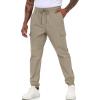 imageLzzidou Mens Casual Cargo Jogger Pants Drawstring Waist Lightweight Straight SweatpantsLightkhaki
