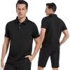 imageMens Polo Shirts Short Casual Solid Stylish Dry Fit Performance Designed Collared Golf Polo Shirts for MenBlack
