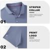 imageMens Polo Shirts Short Casual Solid Stylish Dry Fit Performance Designed Collared Golf Polo Shirts for MenBlue Denim Stripe