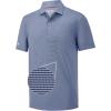 imageMens Polo Shirts Short Casual Solid Stylish Dry Fit Performance Designed Collared Golf Polo Shirts for MenBlue Denim Stripe