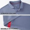 imageMens Polo Shirts Short Casual Solid Stylish Dry Fit Performance Designed Collared Golf Polo Shirts for MenBlue Denim Stripe