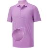 imageMens Polo Shirts Short Casual Solid Stylish Dry Fit Performance Designed Collared Golf Polo Shirts for MenLilac Stripe