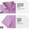 imageMens Polo Shirts Short Casual Solid Stylish Dry Fit Performance Designed Collared Golf Polo Shirts for MenLilac Stripe
