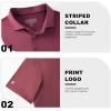 imageMens Polo Shirts Short Casual Solid Stylish Dry Fit Performance Designed Collared Golf Polo Shirts for MenMaroon Stripe