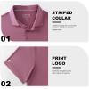 imageMens Polo Shirts Short Casual Solid Stylish Dry Fit Performance Designed Collared Golf Polo Shirts for MenPink Blue Stripe