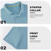 imageMens Polo Shirts Short Casual Solid Stylish Dry Fit Performance Designed Collared Golf Polo Shirts for MenSky Blue Stripe