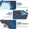 imageMens Swim Trunks with Compression Liner 9quot Builtin Board Shorts 2 in 1 Quick Dry Bathing Suits with Zipper PocketsBlue Gradient Leaves