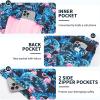 imageMens Swim Trunks with Compression Liner 9quot Builtin Board Shorts 2 in 1 Quick Dry Bathing Suits with Zipper PocketsBlue Leaf Flamingo