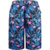 imageMens Swim Trunks with Compression Liner 9quot Builtin Board Shorts 2 in 1 Quick Dry Bathing Suits with Zipper PocketsBlue Leaf Flamingo