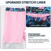 imageMens Swim Trunks with Compression Liner 9quot Builtin Board Shorts 2 in 1 Quick Dry Bathing Suits with Zipper PocketsBlue Leaf Flamingo