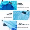 imageMens Swim Trunks with Compression Liner 9quot Builtin Board Shorts 2 in 1 Quick Dry Bathing Suits with Zipper PocketsSky Blue Palm Tree