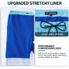 imageMens Swim Trunks with Compression Liner 9quot Builtin Board Shorts 2 in 1 Quick Dry Bathing Suits with Zipper PocketsSky Blue Palm Tree