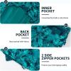 imageMens Swim Trunks with Compression Liner 9quot Builtin Board Shorts 2 in 1 Quick Dry Bathing Suits with Zipper PocketsTurquoise Tropical Leaves