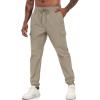 imageLzzidou Mens Casual Cargo Jogger Pants Drawstring Waist Lightweight Straight SweatpantsLightkhaki