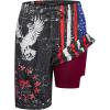 imageMens Swim Trunks with Compression Liner 9quot Builtin Board Shorts 2 in 1 Quick Dry Bathing Suits with Zipper Pockets1776 Flag