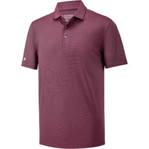 imageMens Polo Shirts Short Casual Solid Stylish Dry Fit Performance Designed Collared Golf Polo Shirts for MenMaroon Stripe