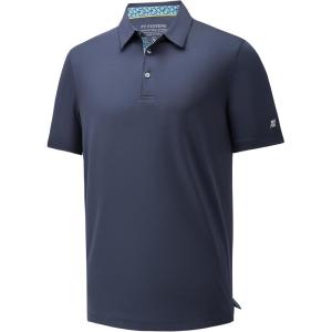 imageMens Polo Shirts Short Casual Solid Stylish Dry Fit Performance Designed Collared Golf Polo Shirts for MenNavy