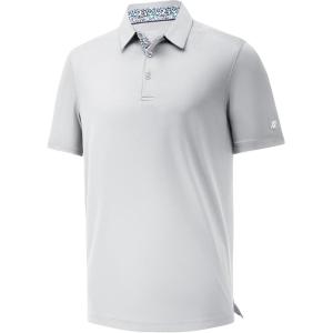 imageMens Polo Shirts Short Casual Solid Stylish Dry Fit Performance Designed Collared Golf Polo Shirts for MenSilver Grey