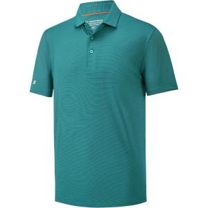 imageMens Polo Shirts Short Casual Solid Stylish Dry Fit Performance Designed Collared Golf Polo Shirts for MenTurquoise Stripe