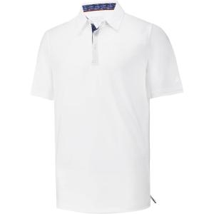 imageMens Polo Shirts Short Casual Solid Stylish Dry Fit Performance Designed Collared Golf Polo Shirts for MenWhite