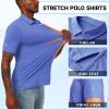 imageMens Short Sleeve Polo Shirt Stretch Solid Performance Golf Shirts Moisture Wicking Athletic Casual Collared TShirtBlue