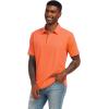 imageMens Short Sleeve Polo Shirt Stretch Solid Performance Golf Shirts Moisture Wicking Athletic Casual Collared TShirtOrange