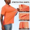 imageMens Short Sleeve Polo Shirt Stretch Solid Performance Golf Shirts Moisture Wicking Athletic Casual Collared TShirtOrange