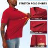 imageMens Short Sleeve Polo Shirt Stretch Solid Performance Golf Shirts Moisture Wicking Athletic Casual Collared TShirtRed