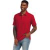 imageMens Short Sleeve Polo Shirt Stretch Solid Performance Golf Shirts Moisture Wicking Athletic Casual Collared TShirtRed