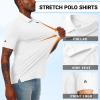 imageMens Short Sleeve Polo Shirt Stretch Solid Performance Golf Shirts Moisture Wicking Athletic Casual Collared TShirtWhite