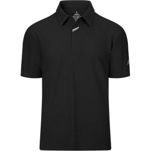 imageMens Short Sleeve Polo Shirt Stretch Solid Performance Golf Shirts Moisture Wicking Athletic Casual Collared TShirtBlack