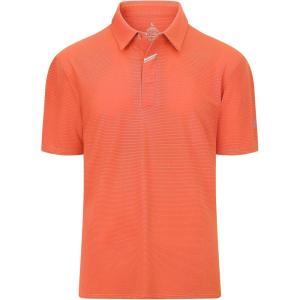imageMens Short Sleeve Polo Shirt Stretch Solid Performance Golf Shirts Moisture Wicking Athletic Casual Collared TShirtOrange