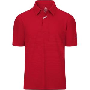 imageMens Short Sleeve Polo Shirt Stretch Solid Performance Golf Shirts Moisture Wicking Athletic Casual Collared TShirtRed