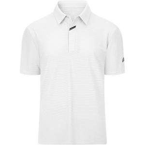 imageMens Short Sleeve Polo Shirt Stretch Solid Performance Golf Shirts Moisture Wicking Athletic Casual Collared TShirtWhite