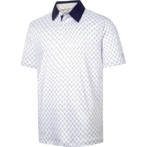 imageMens Golf Shirt Short Sleeve Dry Fit Print Moisture Wicking Performance Patterns Collared Polo ShirtWhite Golfs Club