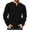 imageMens Crewneck Sweatshirts Lightweight Soild Color Basic Pullover Casual Long Sleeve Henley ShirtsBlack
