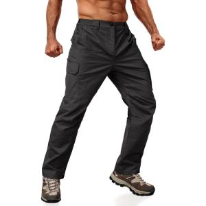 imageLzzidou Mens Tactical Cargo Pants Ripstop Lightweight Work Pants Water Resistant Outdoor Hiking Pants with Multi PocketsBlack