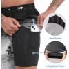 imageFT FENTENG Mens Swim Trunks with Compression Liner 9quot Board Shorts 2 in 1 Quick Dry Beach Swimwear Bathing Suits for MenBlack Beach Palmc